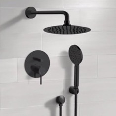 Matte Black Rain Shower System with Handheld, Rain Shower Head, Shower Faucet Set